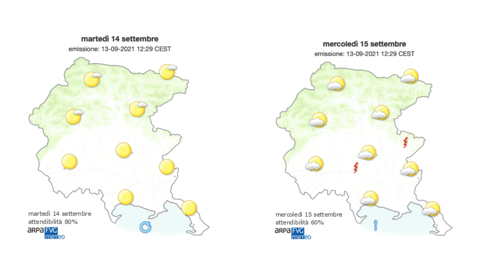 Immagine per Meteo, gran caldo sul Goriziano con venti a regime di brezza